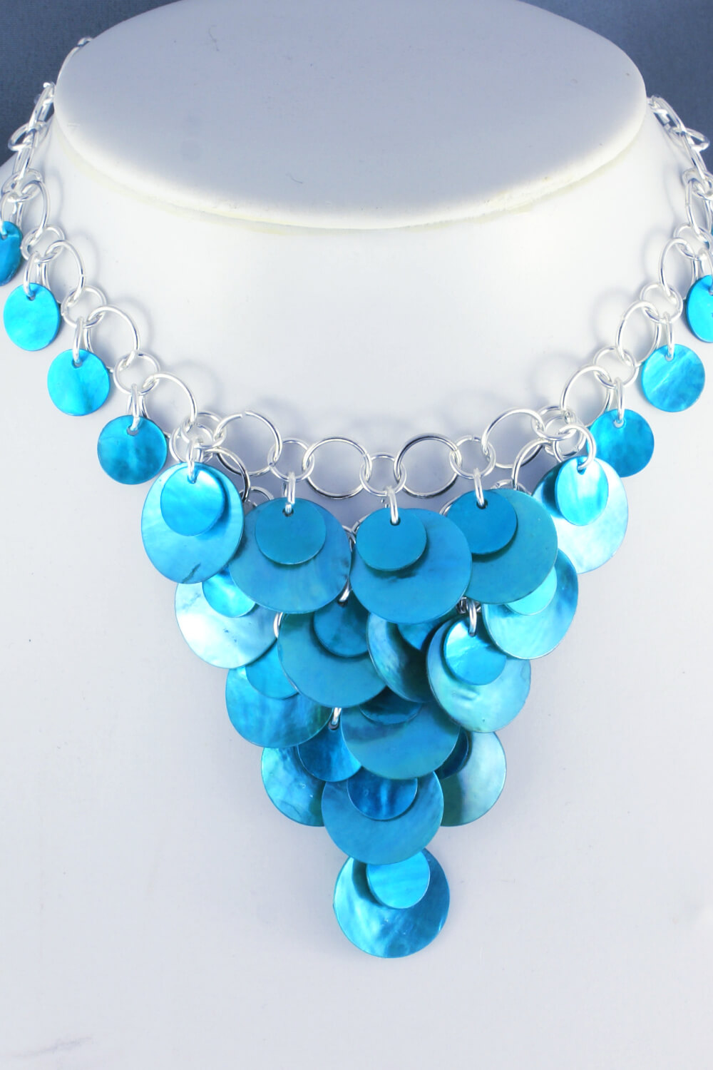 aqua-shell-disc-necklace an original MaxineFaye design