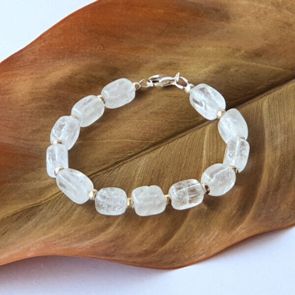 Clarity clear quartz nugget and sterling silver bracelet @MaxineFaye