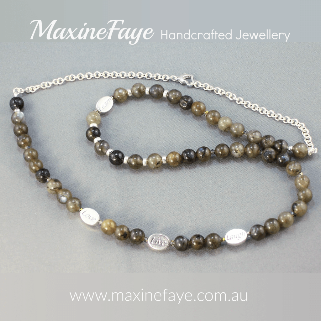 Celebrate Jewels Day - labradorite and Sterling silver beaded necklace by MaxineFaye Handcrafted Jewellery